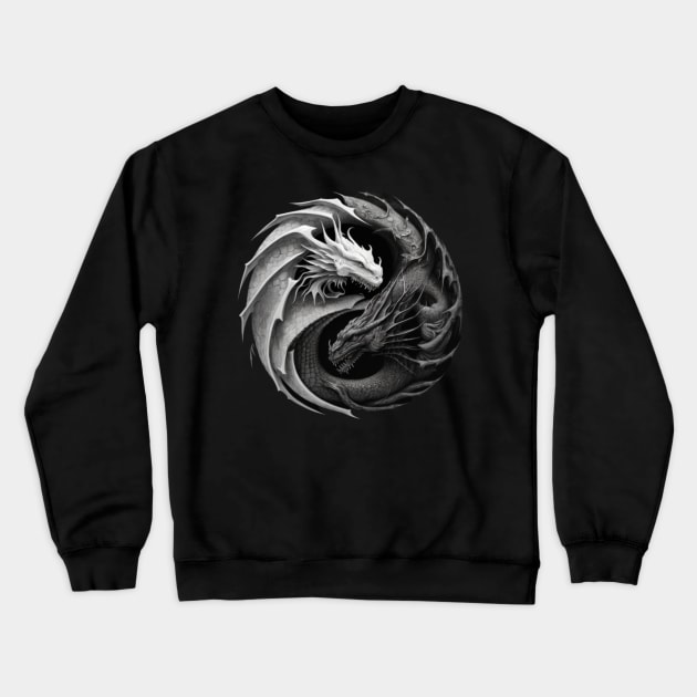 Dragons Yin Yang Symbol Crewneck Sweatshirt by ForbiddenGeek